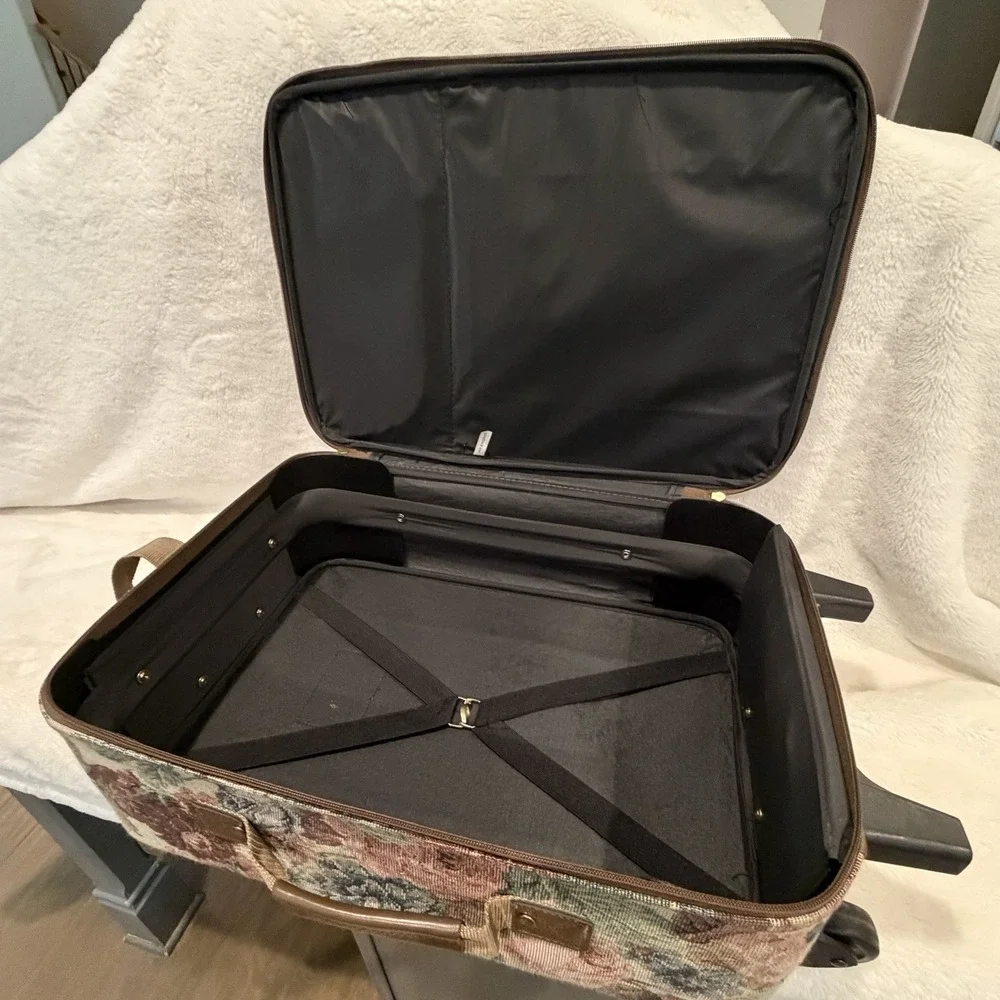 VTG Y2K American Flyer Floral Tapestry Garment Carryon Bag Luggage Cottage Core